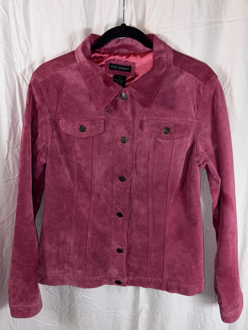 For Joseph Women’s Suede Button-Front Collared Jacket in Pink sz M